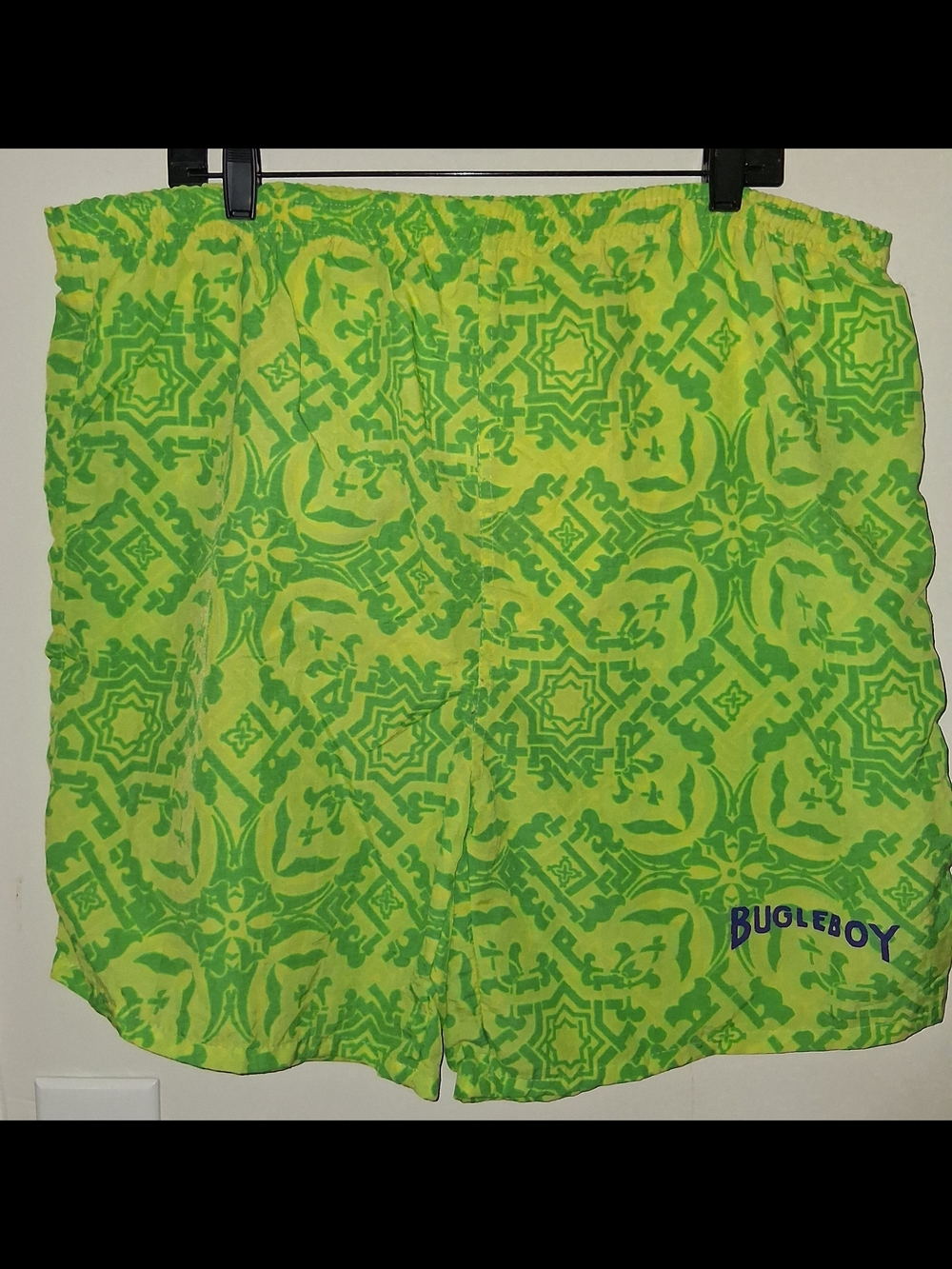 Bugle Boy Bright Yellow & Green Patterned Swim Bermudas